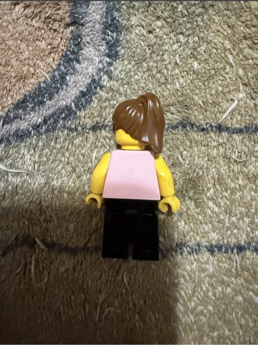 Lego Yellow Minifigure with Pink Polka Dot Top and Black Legs